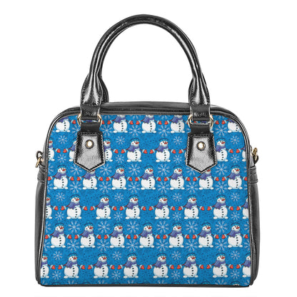 Winter Snowman Pattern Print Shoulder Handbag