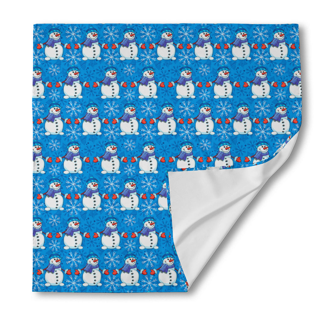 Winter Snowman Pattern Print Silk Bandana