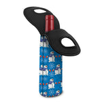 Winter Snowman Pattern Print Single Neoprene Wine Tote