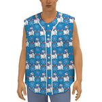 Winter Snowman Pattern Print Sleeveless Baseball Jersey