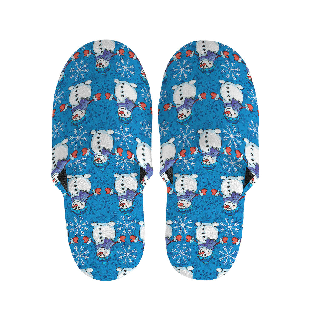 Winter Snowman Pattern Print Slippers
