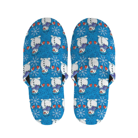 Winter Snowman Pattern Print Slippers