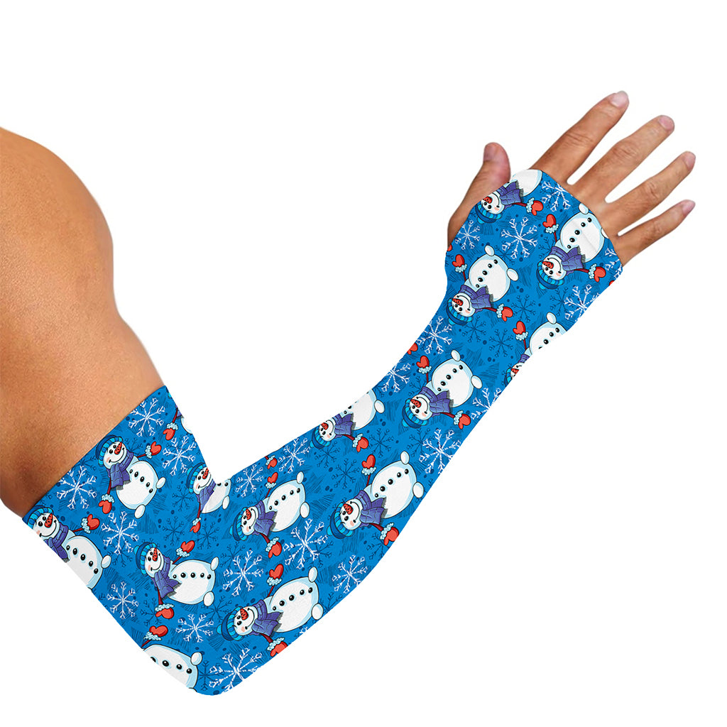 Winter Snowman Pattern Print Sun Protection Arm Sleeves