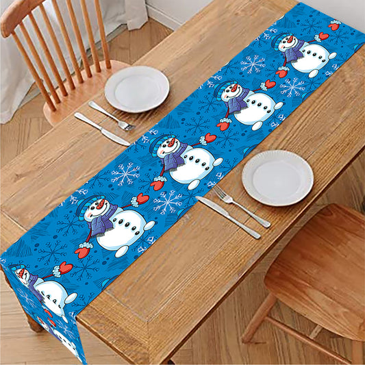 Winter Snowman Pattern Print Table Runner