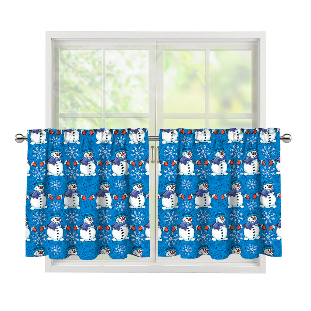 Winter Snowman Pattern Print Tier Curtains
