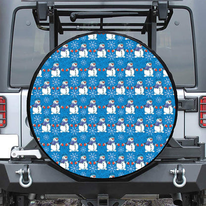 Winter Snowman Pattern Print Tire Cover