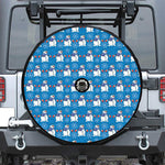 Winter Snowman Pattern Print Tire Cover With Camera Hole