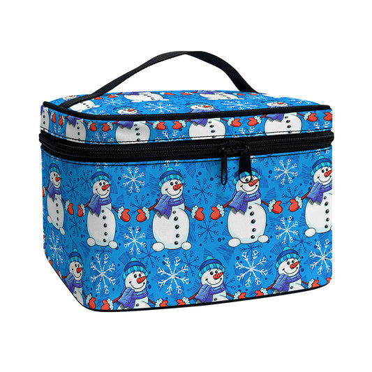 Winter Snowman Pattern Print Travel Makeup Bag
