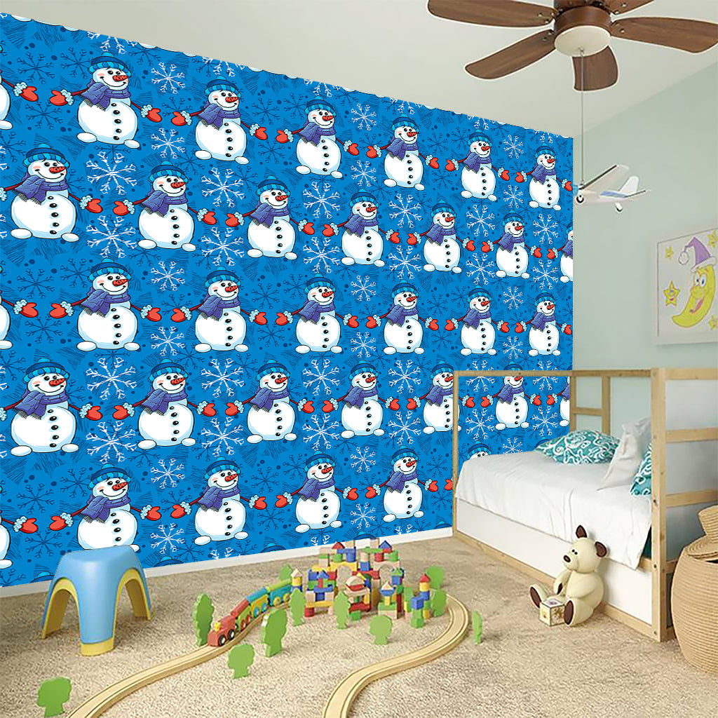 Winter Snowman Pattern Print Wall Sticker