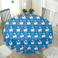 Winter Snowman Pattern Print Waterproof Round Tablecloth