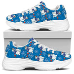 Winter Snowman Pattern Print White Chunky Shoes