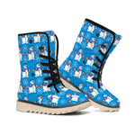 Winter Snowman Pattern Print Winter Boots