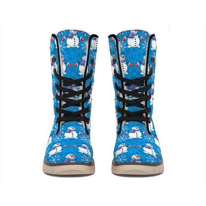 Winter Snowman Pattern Print Winter Boots