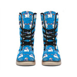Winter Snowman Pattern Print Winter Boots