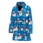 Winter Snowman Pattern Print Women's Bathrobe