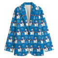 Winter Snowman Pattern Print Women's Cotton Blazer