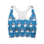 Winter Snowman Pattern Print Women's Sports Bra