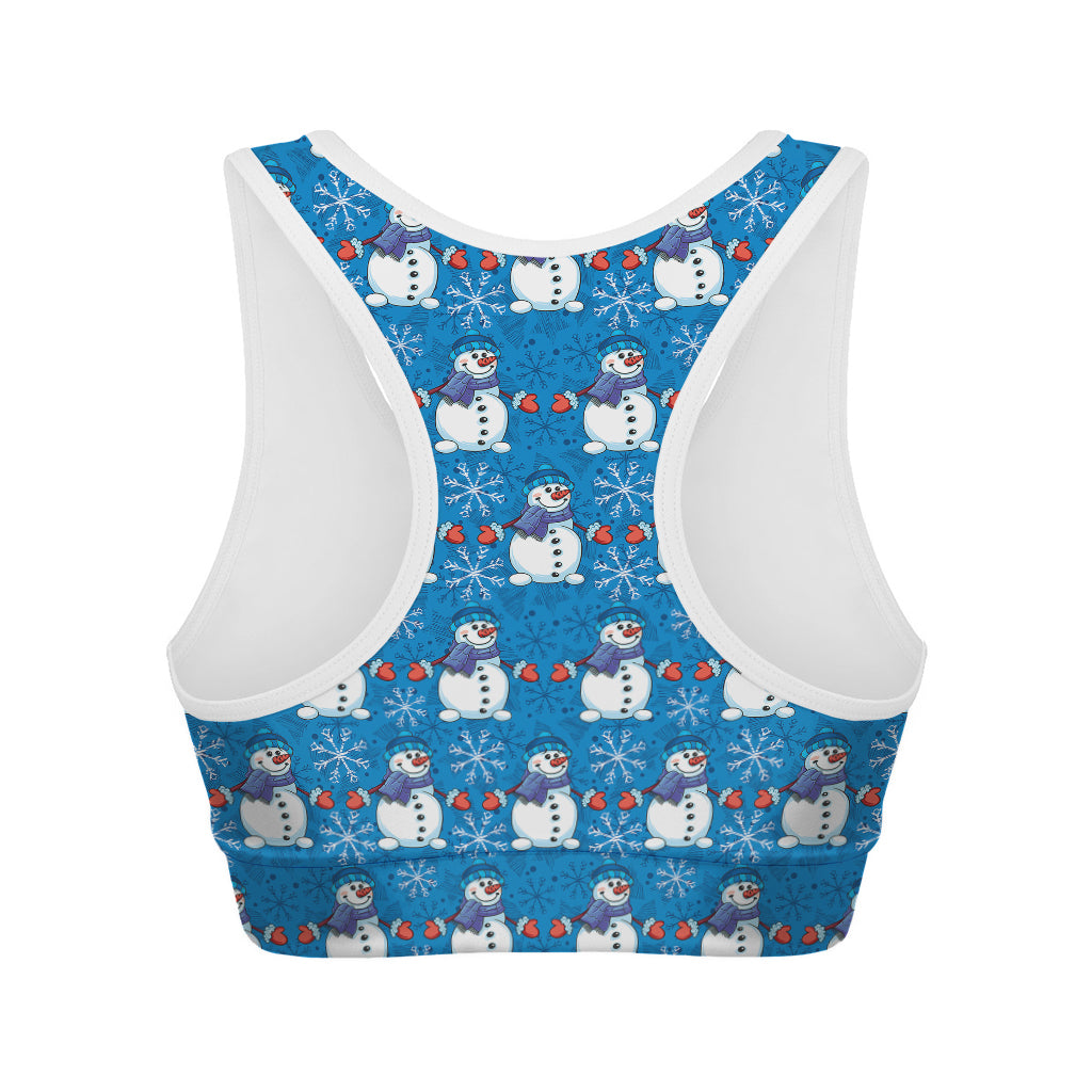 Winter Snowman Pattern Print Women's Sports Bra