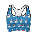 Winter Snowman Pattern Print Women's Sports Bra