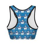 Winter Snowman Pattern Print Women's Sports Bra
