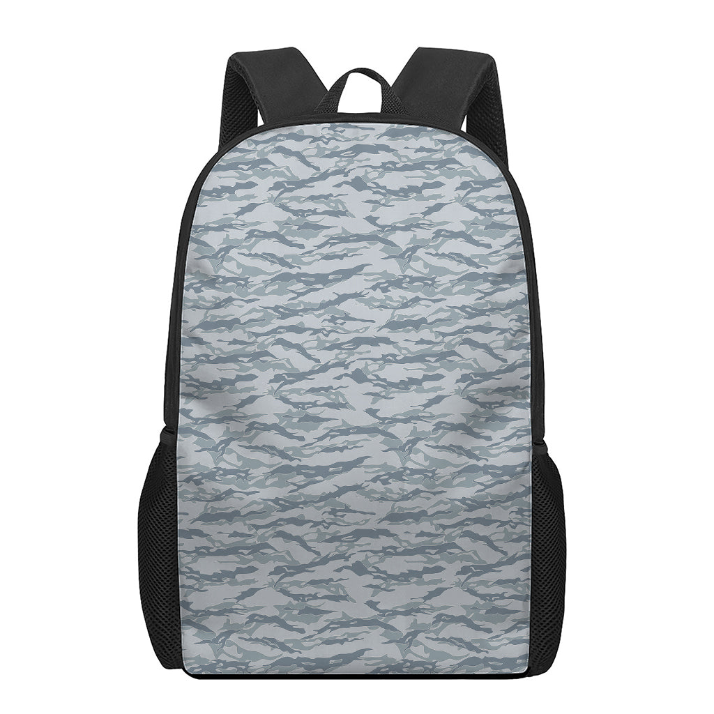Winter Tiger Stripe Camo Pattern Print 17 Inch Backpack