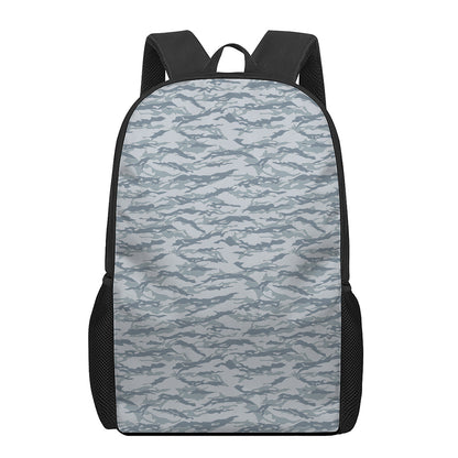 Winter Tiger Stripe Camo Pattern Print 17 Inch Backpack