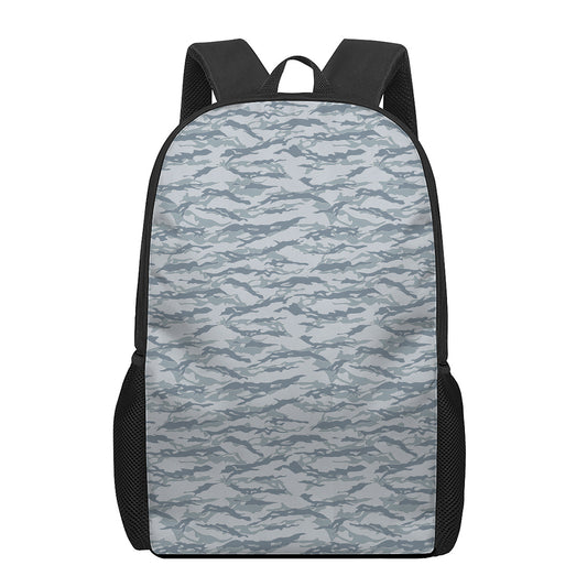 Winter Tiger Stripe Camo Pattern Print 17 Inch Backpack