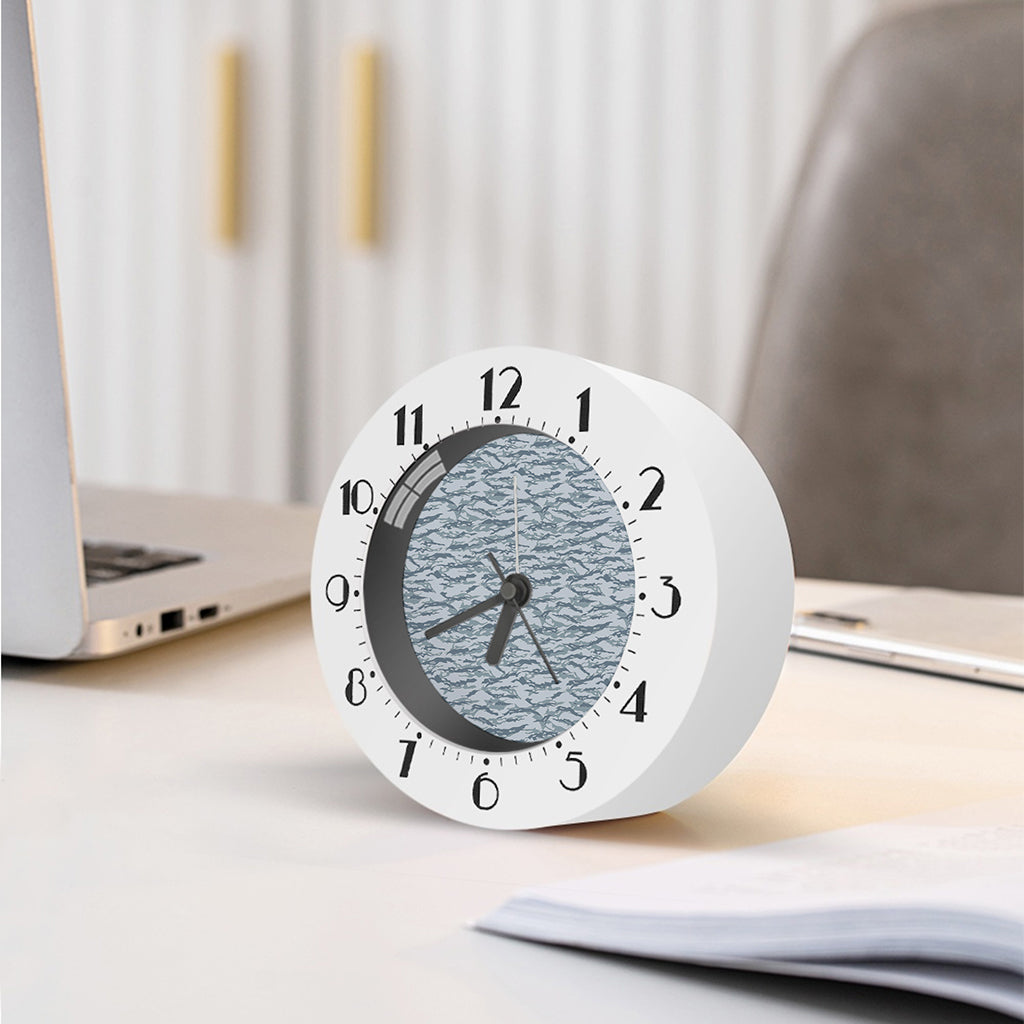 Winter Tiger Stripe Camo Pattern Print Alarm Clock