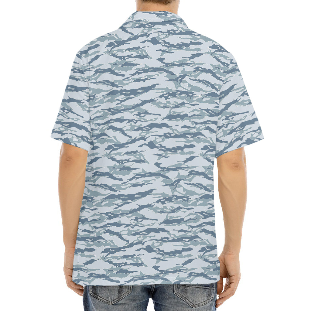 Winter Tiger Stripe Camo Pattern Print Aloha Shirt