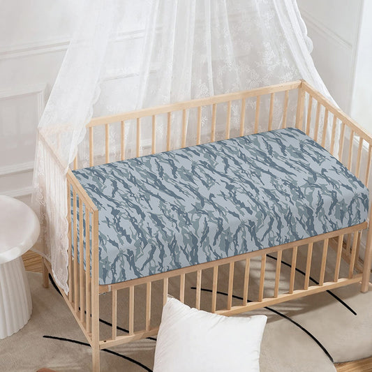 Winter Tiger Stripe Camo Pattern Print Baby Crib Sheet