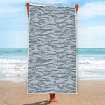 Winter Tiger Stripe Camo Pattern Print Beach Towel