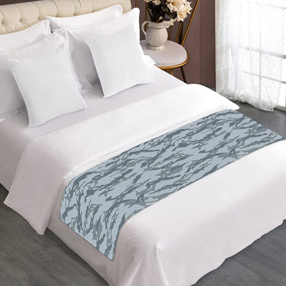 Winter Tiger Stripe Camo Pattern Print Bed Runner