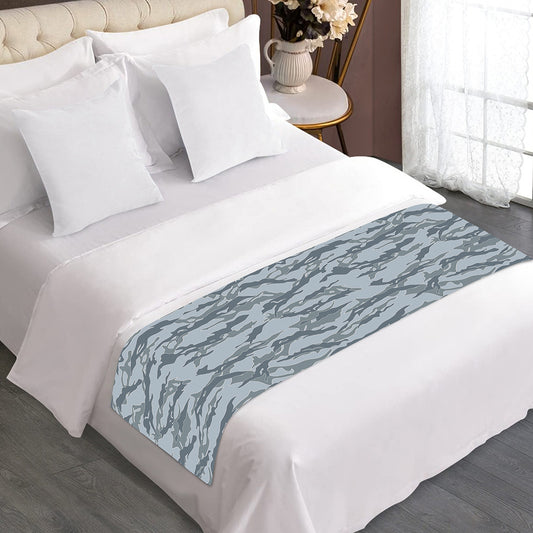 Winter Tiger Stripe Camo Pattern Print Bed Runner