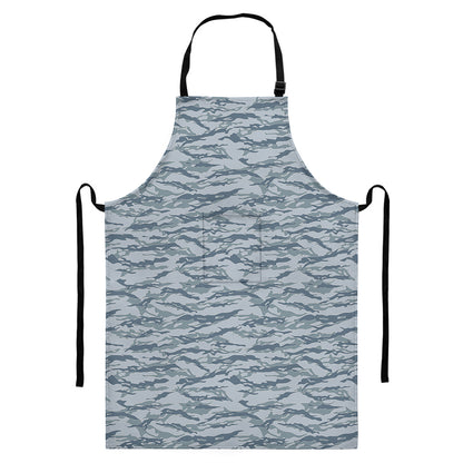Winter Tiger Stripe Camo Pattern Print Bib Apron With Pocket