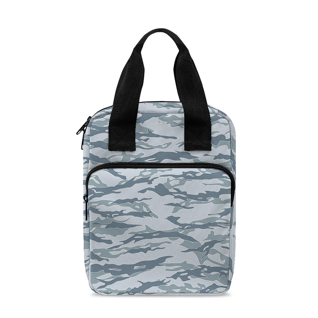Winter Tiger Stripe Camo Pattern Print Bible Tote Bag