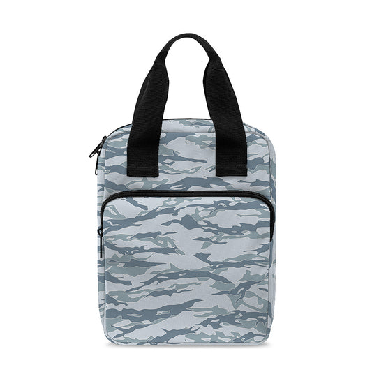 Winter Tiger Stripe Camo Pattern Print Bible Tote Bag