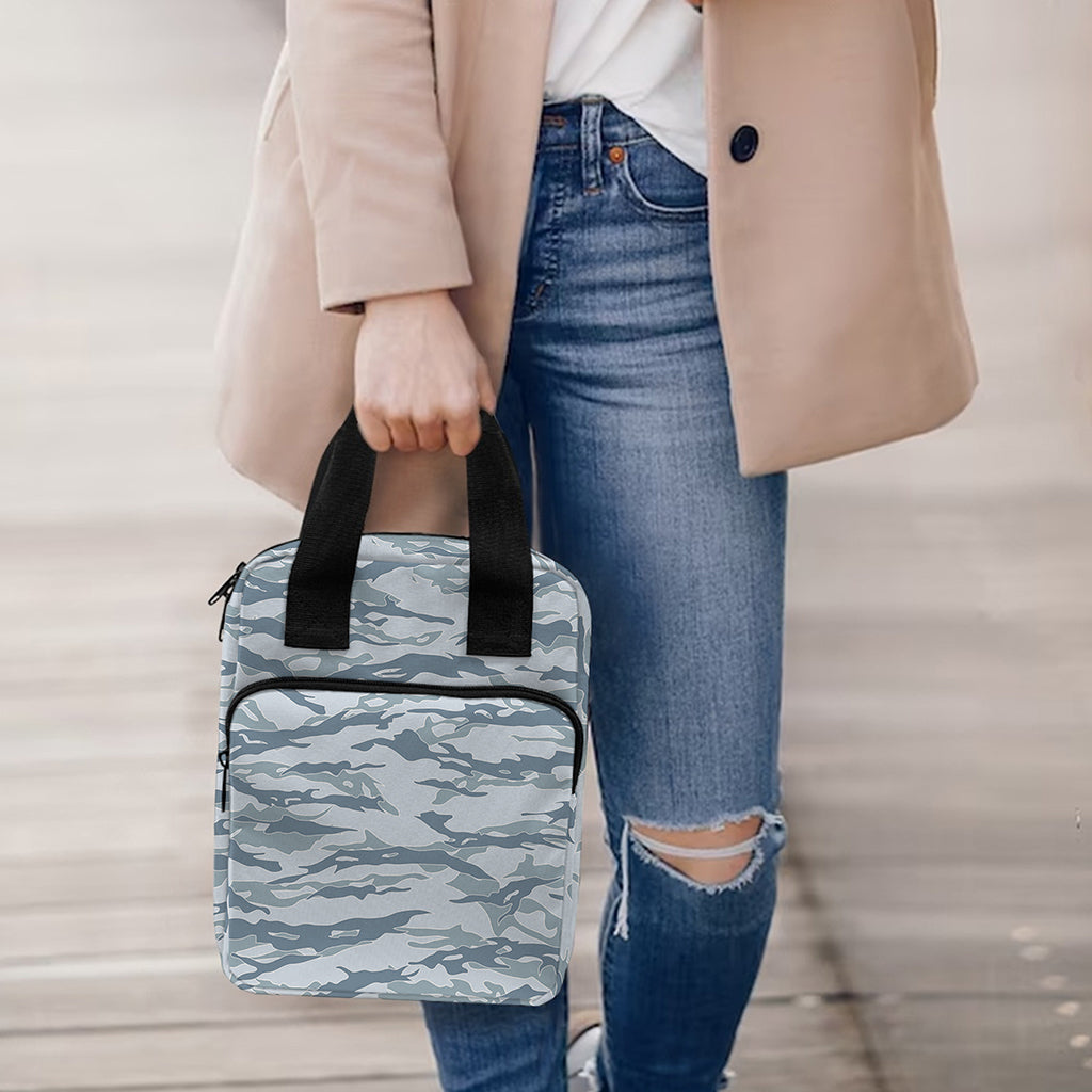 Winter Tiger Stripe Camo Pattern Print Bible Tote Bag