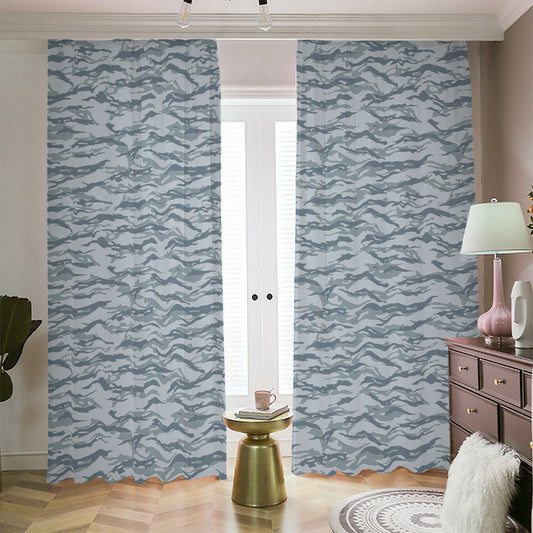 Winter Tiger Stripe Camo Pattern Print Blackout Pencil Pleat Curtains