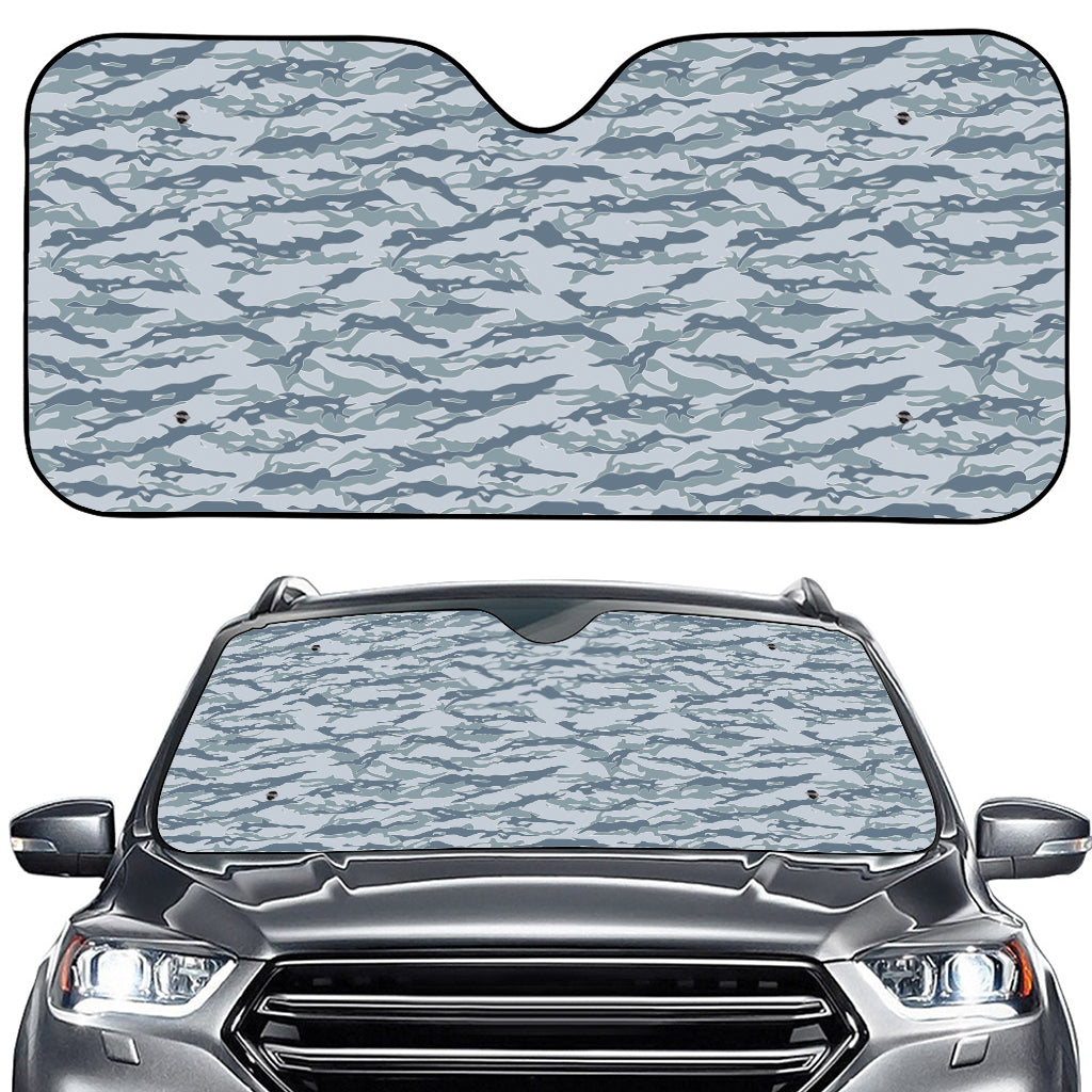Winter Tiger Stripe Camo Pattern Print Car Windshield Sun Shade