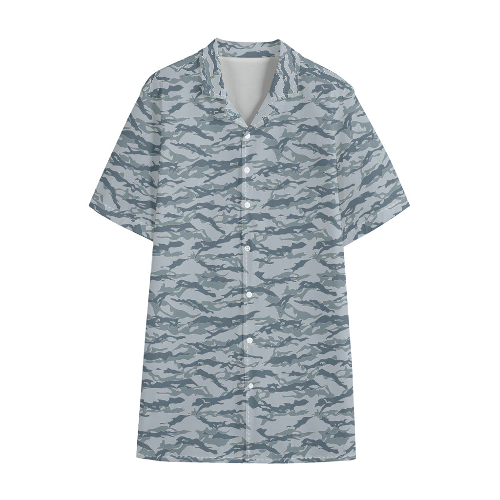 Winter Tiger Stripe Camo Pattern Print Cotton Hawaiian Shirt