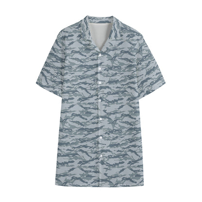 Winter Tiger Stripe Camo Pattern Print Cotton Hawaiian Shirt