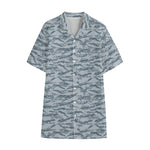 Winter Tiger Stripe Camo Pattern Print Cotton Hawaiian Shirt