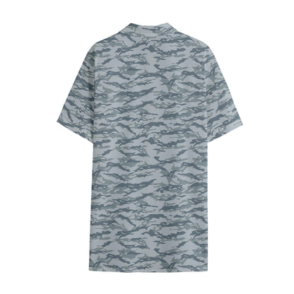 Winter Tiger Stripe Camo Pattern Print Cotton Hawaiian Shirt