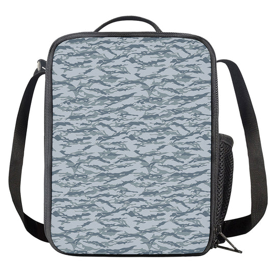 Winter Tiger Stripe Camo Pattern Print Crossbody Lunch Bag