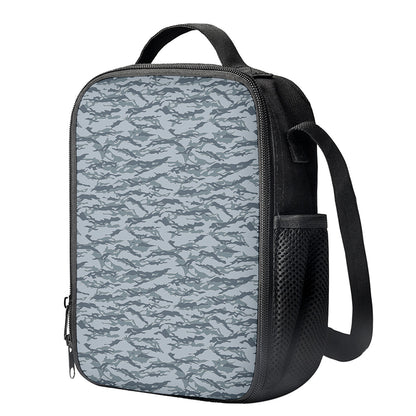 Winter Tiger Stripe Camo Pattern Print Crossbody Lunch Bag