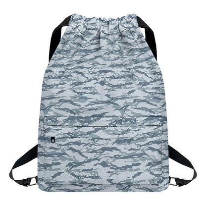 Winter Tiger Stripe Camo Pattern Print Drawstring Backpack
