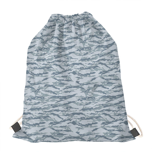 Winter Tiger Stripe Camo Pattern Print Drawstring Bag