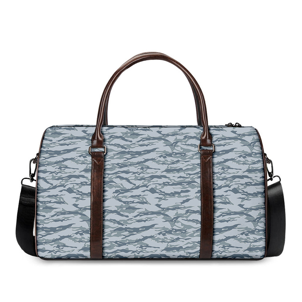 Winter Tiger Stripe Camo Pattern Print Duffle Bag