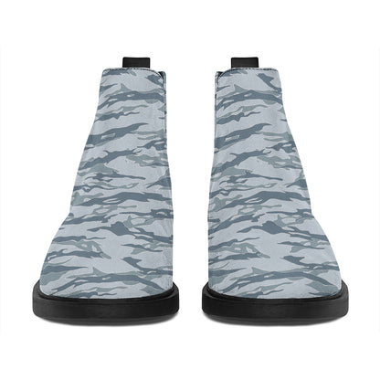 Winter Tiger Stripe Camo Pattern Print Flat Ankle Boots