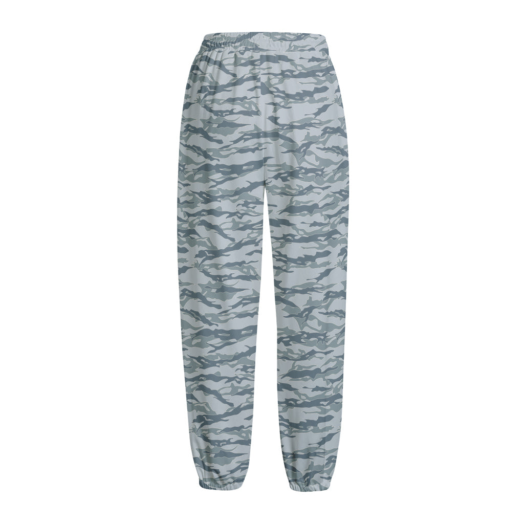 Winter Tiger Stripe Camo Pattern Print Fleece Lined Knit Pants